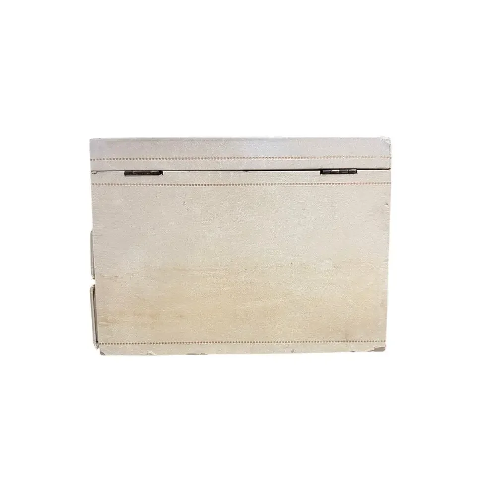Vintage Ivory Jewelry Chest Red Velvet Mirror Locking 3 Drawer Jewelry Box Case